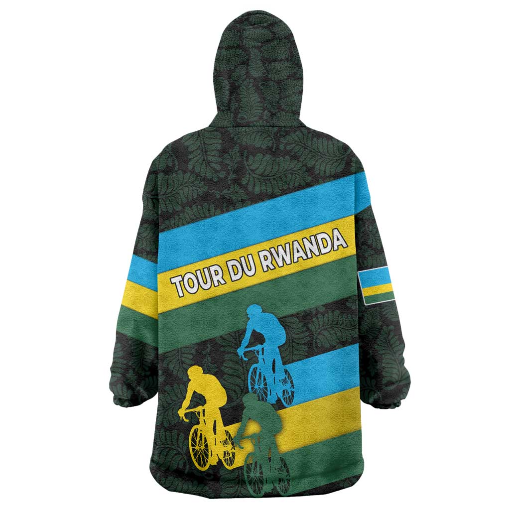 Rwanda Kid Wearable Blanket Hoodie with Tour du Rwanda Cycling Race Flag Stripe Spirit