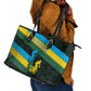 Rwanda Leather Tote Bag with Tour du Rwanda Cycling Race Flag Stripe Spirit