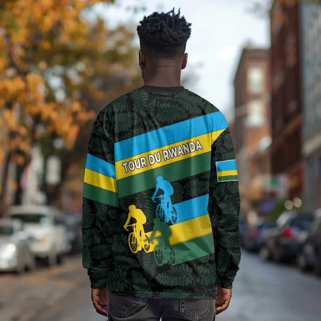 Rwanda Long Sleeve Shirt with Tour du Rwanda Cycling Race Flag Stripe Spirit