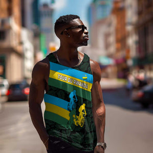 Rwanda Men Tank Top with Tour du Rwanda Cycling Race Flag Stripe Spirit