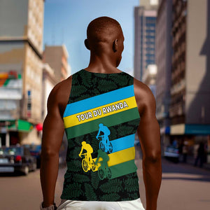 Rwanda Men Tank Top with Tour du Rwanda Cycling Race Flag Stripe Spirit