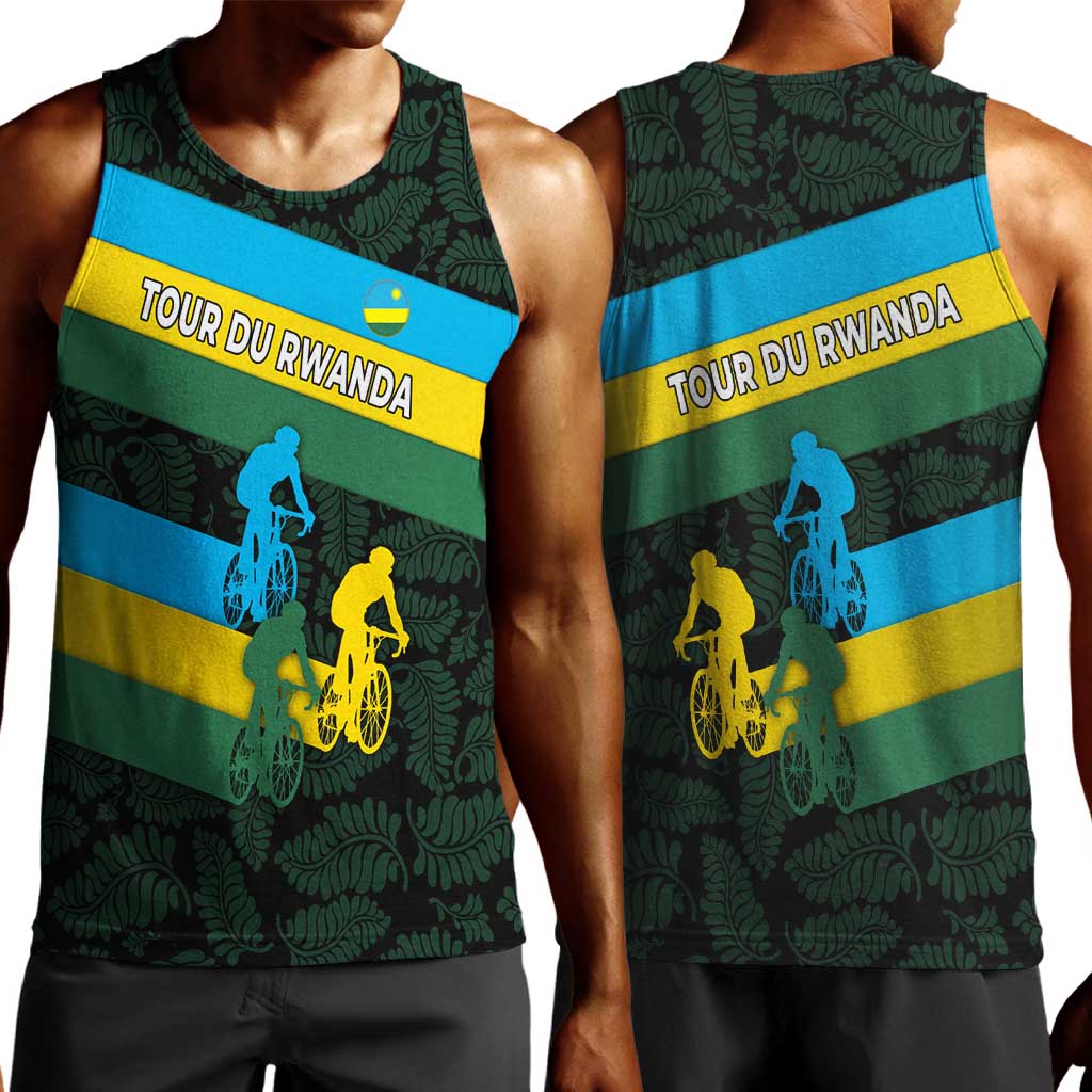 Rwanda Men Tank Top with Tour du Rwanda Cycling Race Flag Stripe Spirit