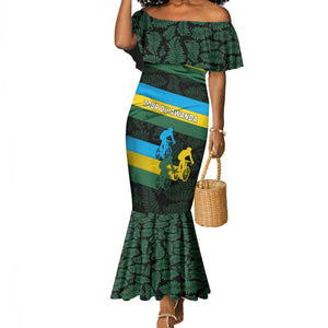 Rwanda Mermaid Dress with Tour du Rwanda Cycling Race Flag Stripe Spirit