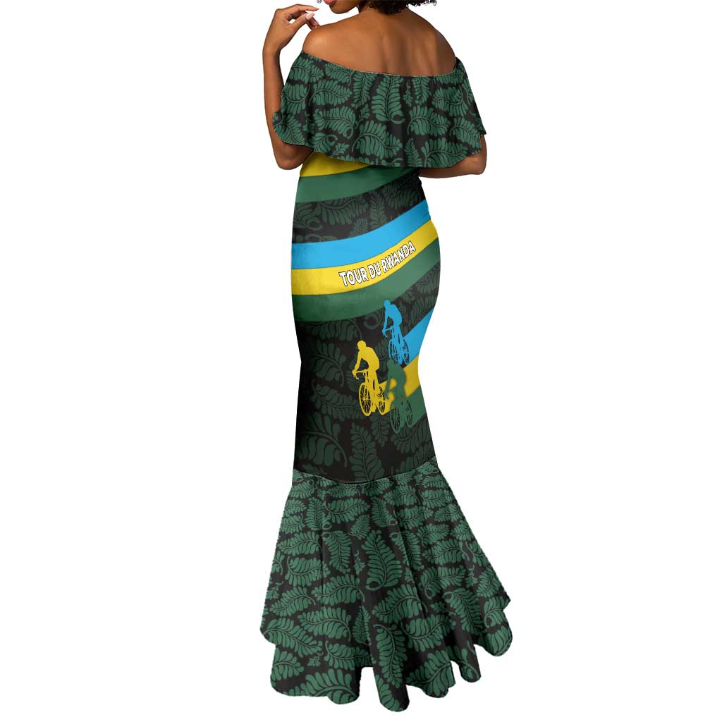 Rwanda Mermaid Dress with Tour du Rwanda Cycling Race Flag Stripe Spirit
