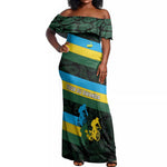 Rwanda Off Shoulder Maxi Dress with Tour du Rwanda Cycling Race Flag Stripe Spirit