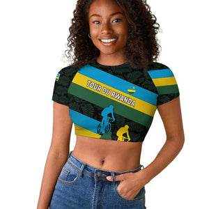 Rwanda Raglan Cropped T shirt with Tour du Rwanda Cycling Race Flag Stripe Spirit