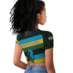 Rwanda Raglan Cropped T shirt with Tour du Rwanda Cycling Race Flag Stripe Spirit