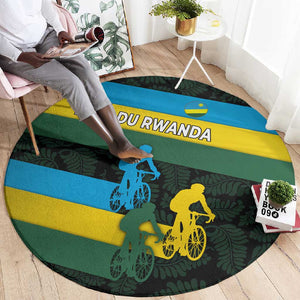 Rwanda Round Carpet with Tour du Rwanda Cycling Race Flag Stripe Spirit