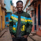 Rwanda Sleeve Zip Bomber Jacket with Tour du Rwanda Cycling Race Flag Stripe Spirit