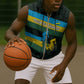 Rwanda Sleeveless Zip Hoodie with Tour du Rwanda Cycling Race Flag Stripe Spirit - African Pride