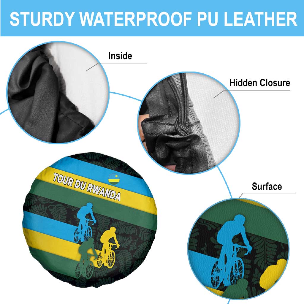 Rwanda Spare Tire Cover with Tour du Rwanda Cycling Race Flag Stripe Spirit