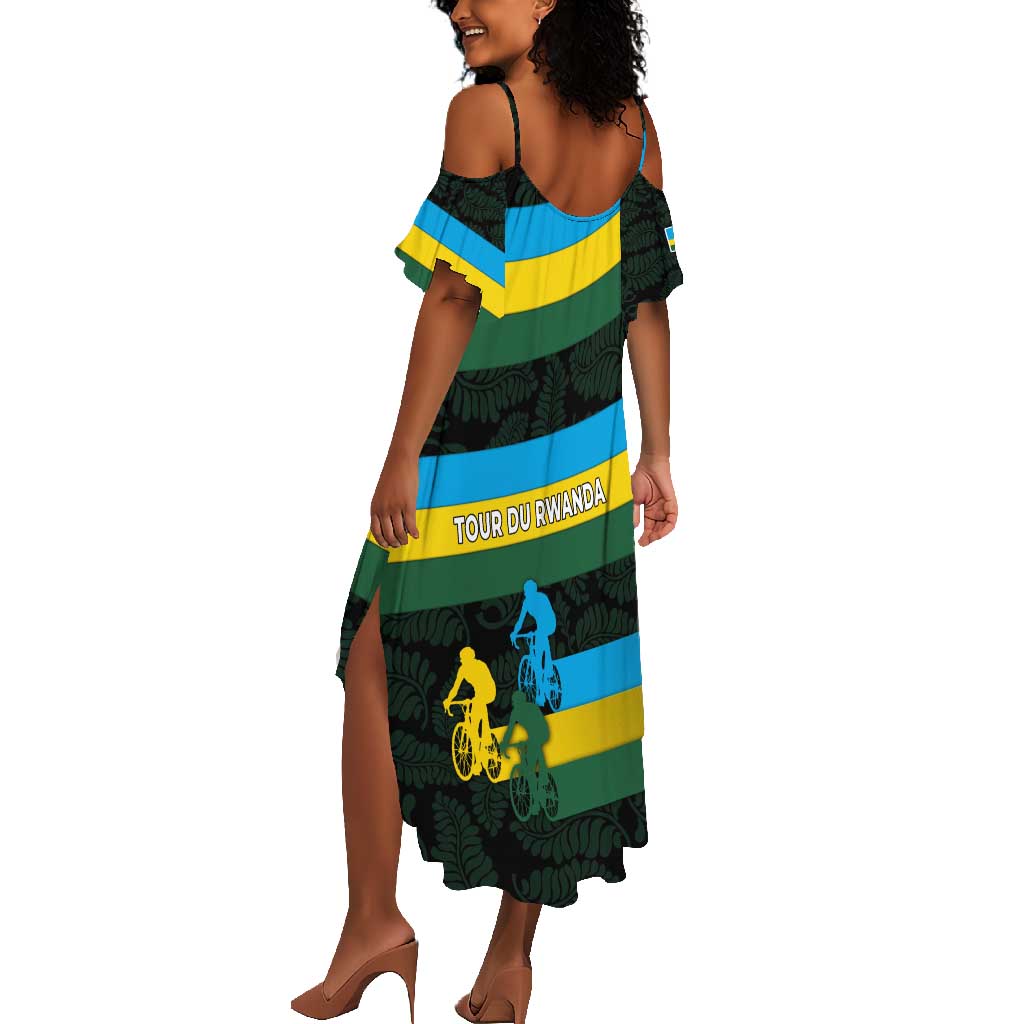 Rwanda Summer Maxi Dress with Tour du Rwanda Cycling Race Flag Stripe Spirit