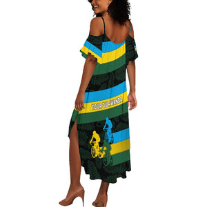 Rwanda Summer Maxi Dress with Tour du Rwanda Cycling Race Flag Stripe Spirit