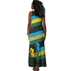 Rwanda Tank Maxi Dress with Tour du Rwanda Cycling Race Flag Stripe Spirit