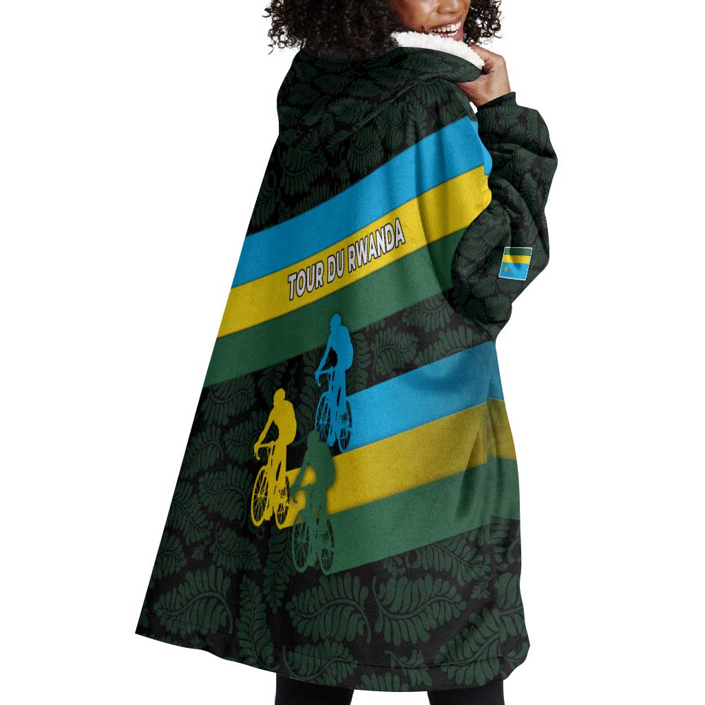Rwanda Wearable Blanket Hoodie with Tour du Rwanda Cycling Race Flag Stripe Spirit