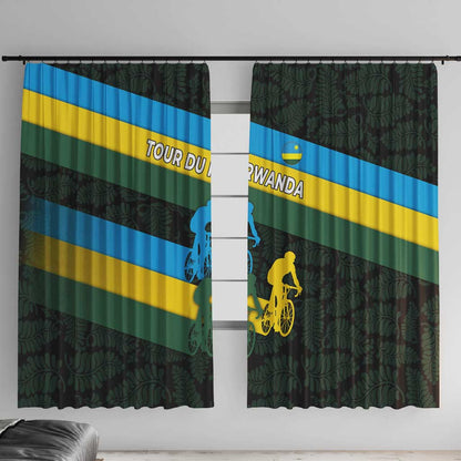 Rwanda Window Curtain with Tour du Rwanda Cycling Race Flag Stripe Spirit