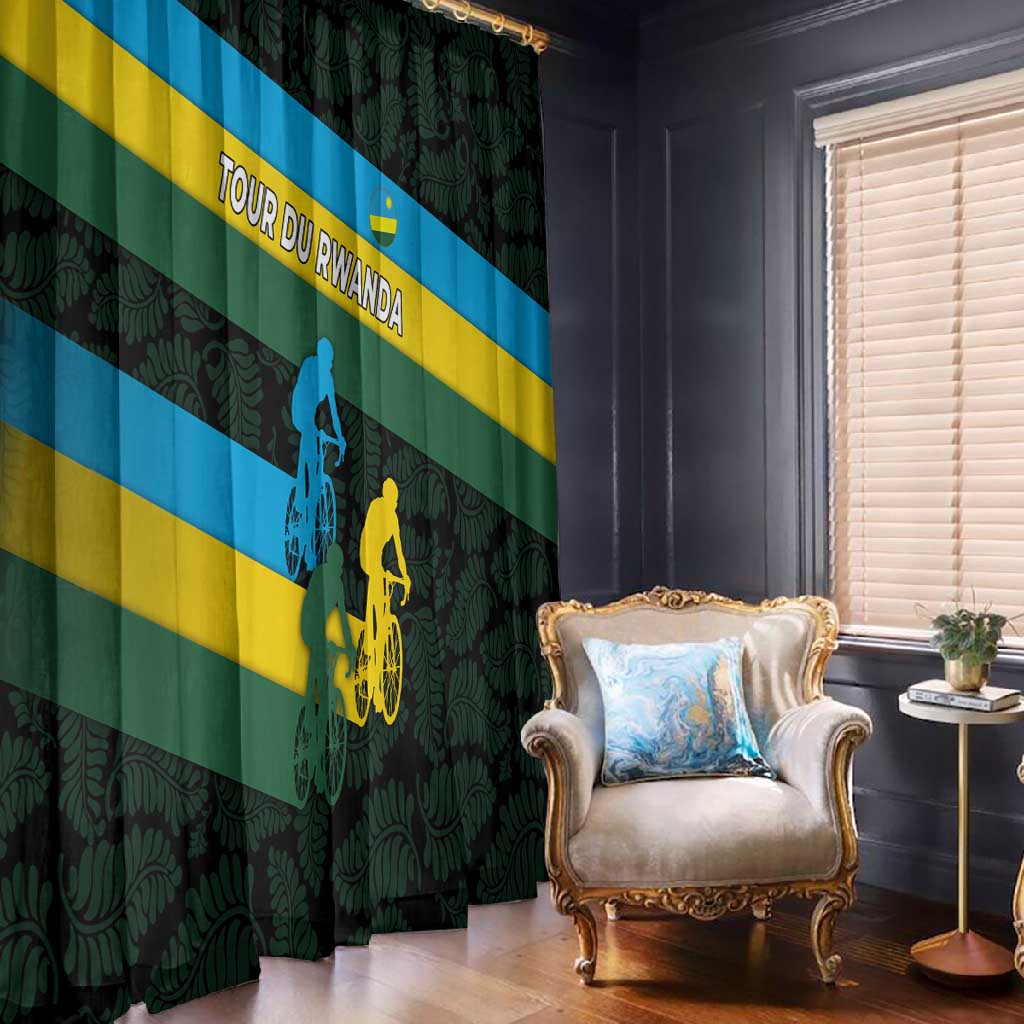 Rwanda Window Curtain with Tour du Rwanda Cycling Race Flag Stripe Spirit