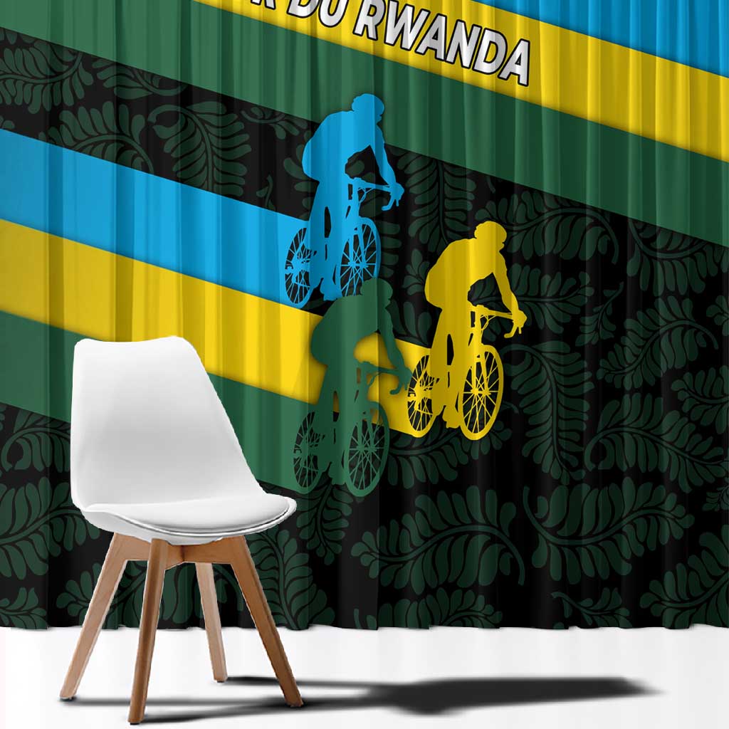 Rwanda Window Curtain with Tour du Rwanda Cycling Race Flag Stripe Spirit