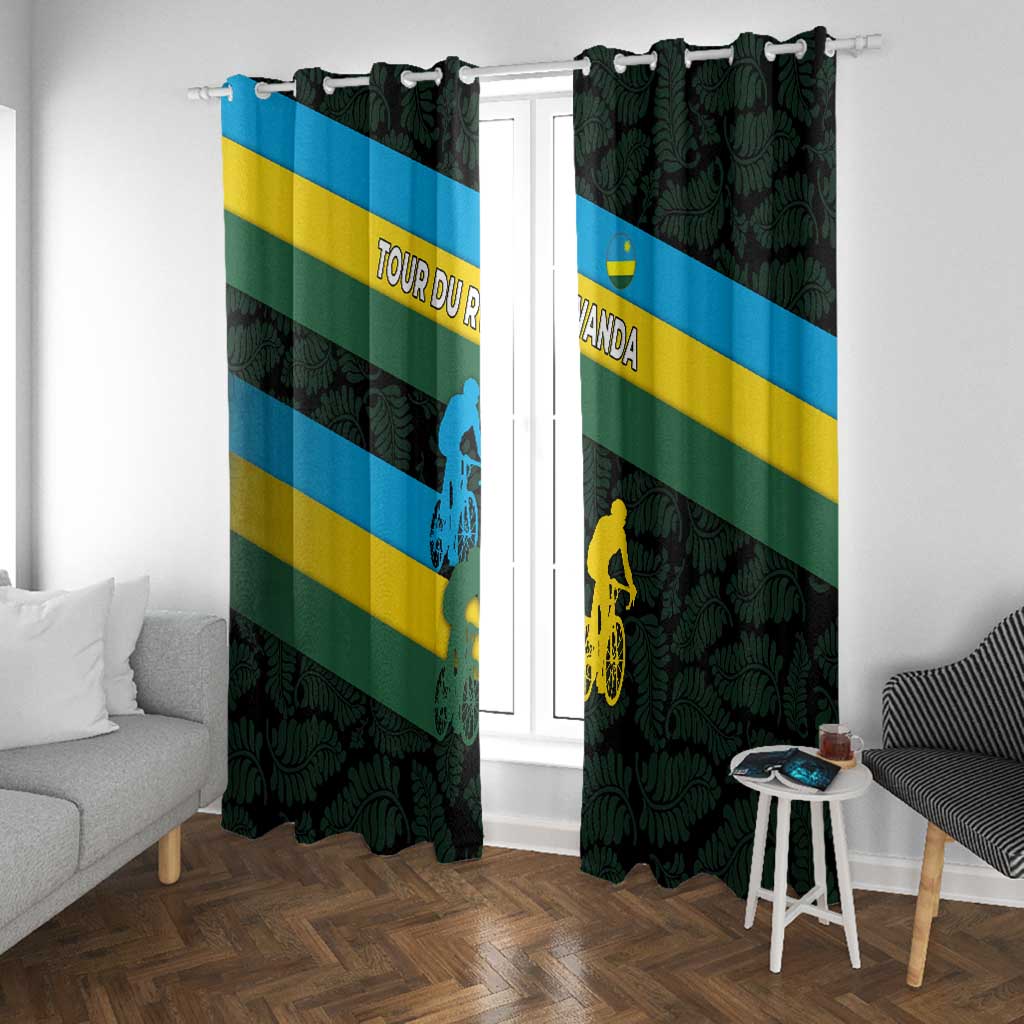 Rwanda Window Curtain with Tour du Rwanda Cycling Race Flag Stripe Spirit