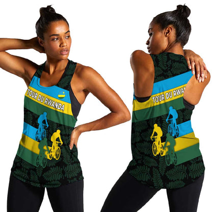 Rwanda Women Racerback Tank with Tour du Rwanda Cycling Race Flag Stripe Spirit