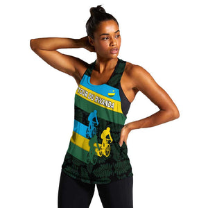Rwanda Women Racerback Tank with Tour du Rwanda Cycling Race Flag Stripe Spirit