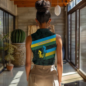 Rwanda Women Sleeveless Polo Shirt with Tour du Rwanda Cycling Race Flag Stripe Spirit