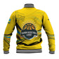 Rwanda Baseball Jacket with Basketball League Court Hoop Yellow Wave Spirit