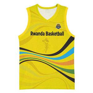 Rwanda Basketball Jersey with Basketball League Court Hoop Yellow Wave Spirit - African Pride