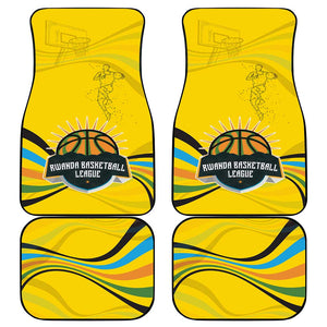 Rwanda Car Mats with Basketball League Court Hoop Yellow Wave Spirit