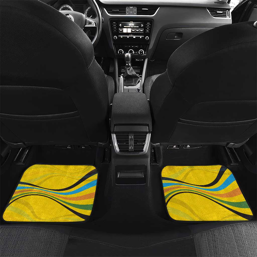 Rwanda Car Mats with Basketball League Court Hoop Yellow Wave Spirit