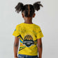 Rwanda Kid T shirt with Basketball League Court Hoop Yellow Wave Spirit