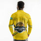 Rwanda Long Sleeve Polo Shirt with Basketball League Court Hoop Yellow Wave Spirit