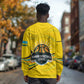 Rwanda Long Sleeve Shirt with Basketball League Court Hoop Yellow Wave Spirit