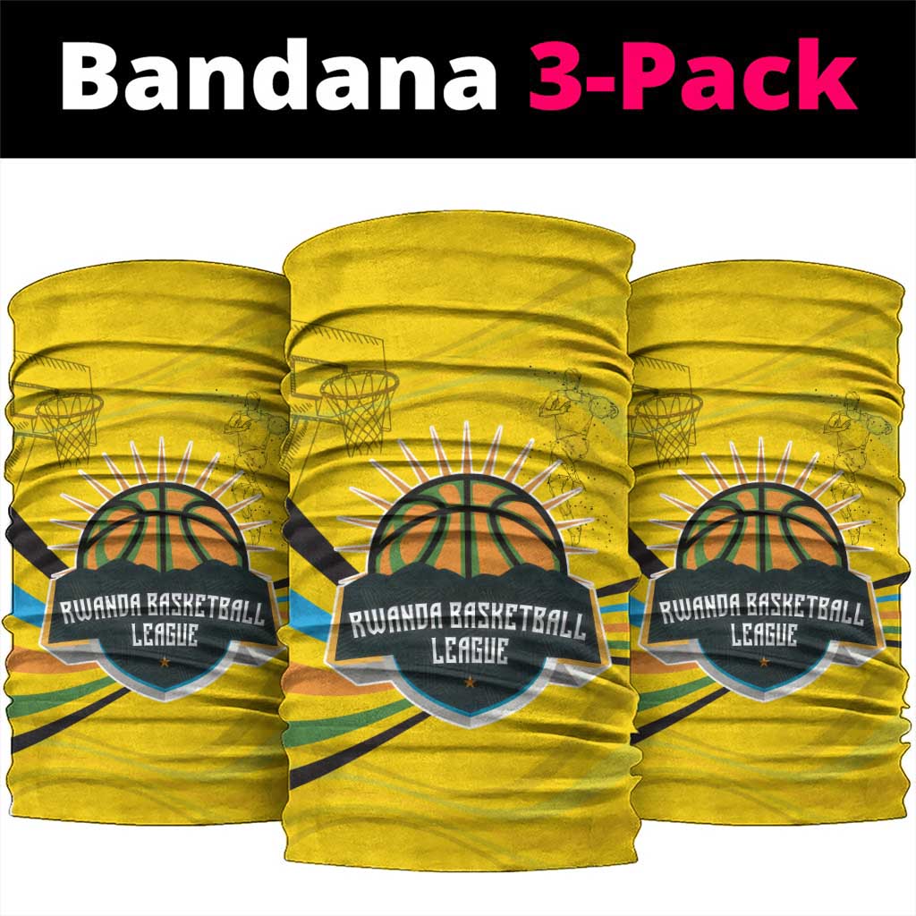 Rwanda Neck Gaiter with Basketball League Court Hoop Yellow Wave Spirit - African Pride