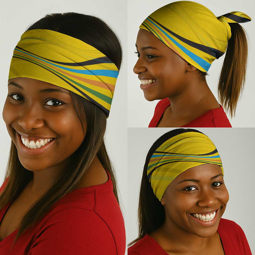 Rwanda Neck Gaiter with Basketball League Court Hoop Yellow Wave Spirit - African Pride