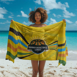 Rwanda Sarong with Basketball League Court Hoop Yellow Wave Spirit