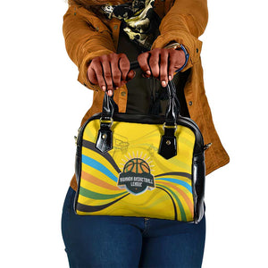 Rwanda Shoulder Handbag with Basketball League Court Hoop Yellow Wave Spirit