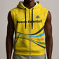 Rwanda Sleeveless Zip Hoodie with Basketball League Court Hoop Yellow Wave Spirit - African Pride