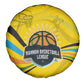 Rwanda Spare Tire Cover with Basketball League Court Hoop Yellow Wave Spirit