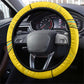 Rwanda Steering Wheel Cover with Basketball League Court Hoop Yellow Wave Spirit
