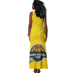 Rwanda Tank Maxi Dress with Basketball League Court Hoop Yellow Wave Spirit