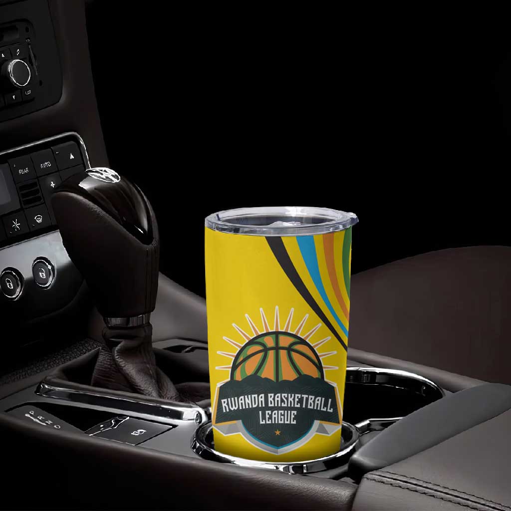 Rwanda Tumbler Cup with Basketball League Court Hoop Yellow Wave Spirit
