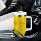 Rwanda Tumbler With Handle with Basketball League Court Hoop Yellow Wave Spirit