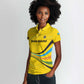 Rwanda Women Polo Shirt with Basketball League Court Hoop Yellow Wave Spirit