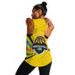 Rwanda Women Racerback Tank with Basketball League Court Hoop Yellow Wave Spirit