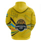 Rwanda Zip Hoodie with Basketball League Court Hoop Yellow Wave Spirit
