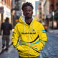 Rwanda Zip Hoodie with Basketball League Court Hoop Yellow Wave Spirit