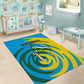 Rwanda Area Rug with Imigongo Spiraling Flag Hand Wave Time Spirit