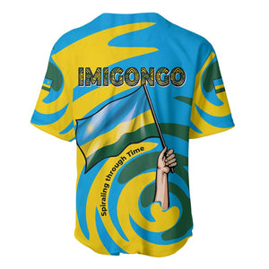 Rwanda Baseball Jersey with Imigongo Spiraling Flag Hand Wave Time Spirit