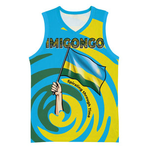 Rwanda Basketball Jersey with Imigongo Spiraling Flag Hand Wave Time Spirit - African Pride
